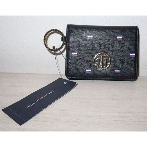 Tommy Hilfiger 69J5890 Black Signature Logo ID/Credit Card Holder w/Keyring $68+ - Picture 1 of 4